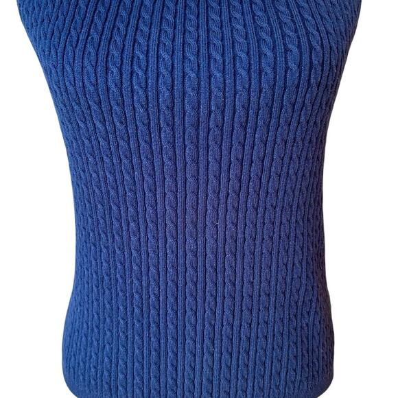 Lauren Ralph Lauren navy mini cable knit tank sweater sz M - Picture 4 of 6